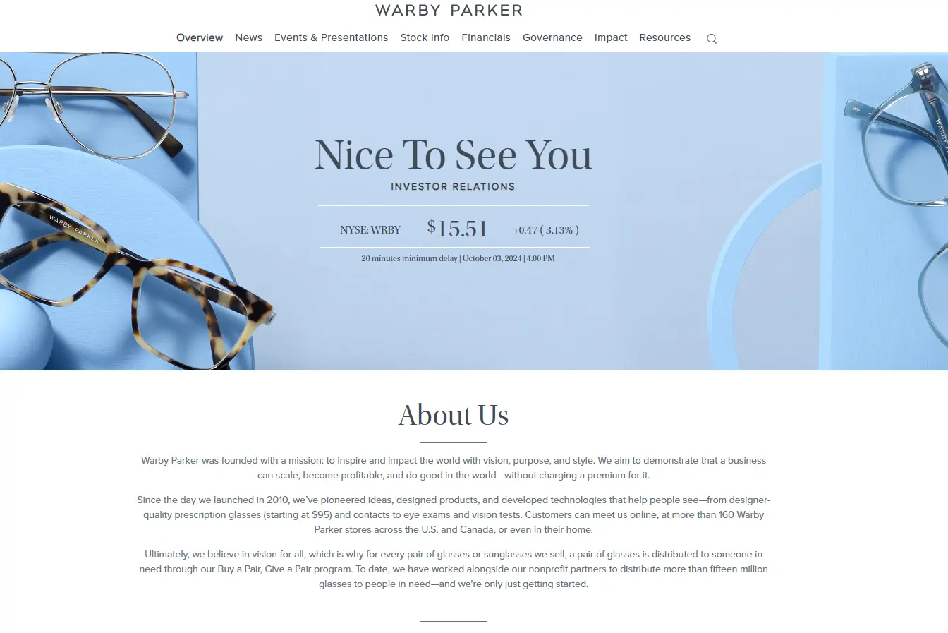 Warby Parker About us page